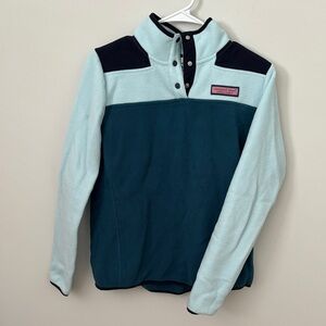 Vineyard Vines Teal and Navy Fleece Pullover